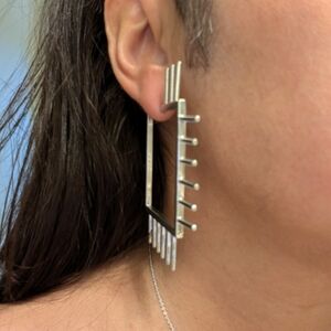 Modern Silver Geometric Earrings